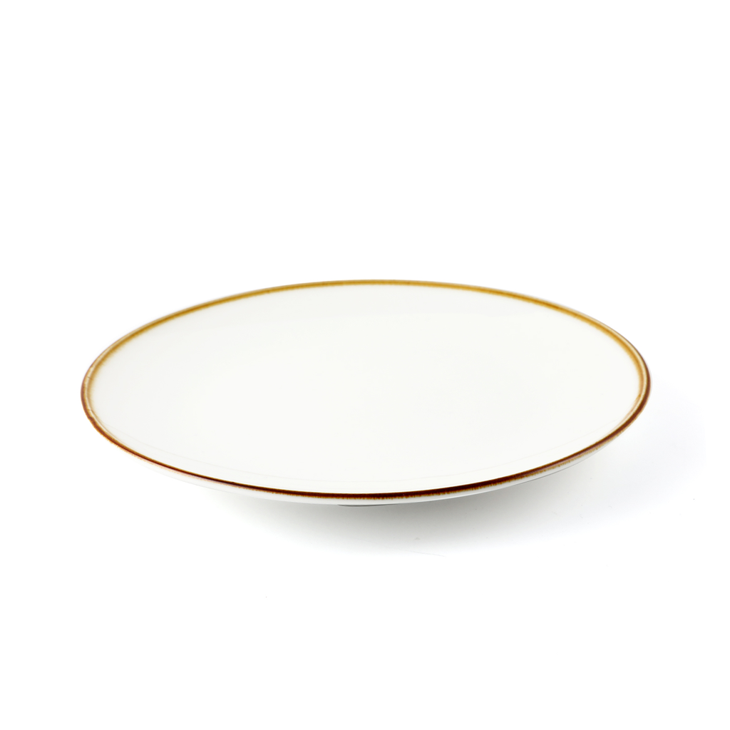 Porceletta Ivory Mocha Porcelain Rimmed Thin Flat Plate 20 cm / 8"