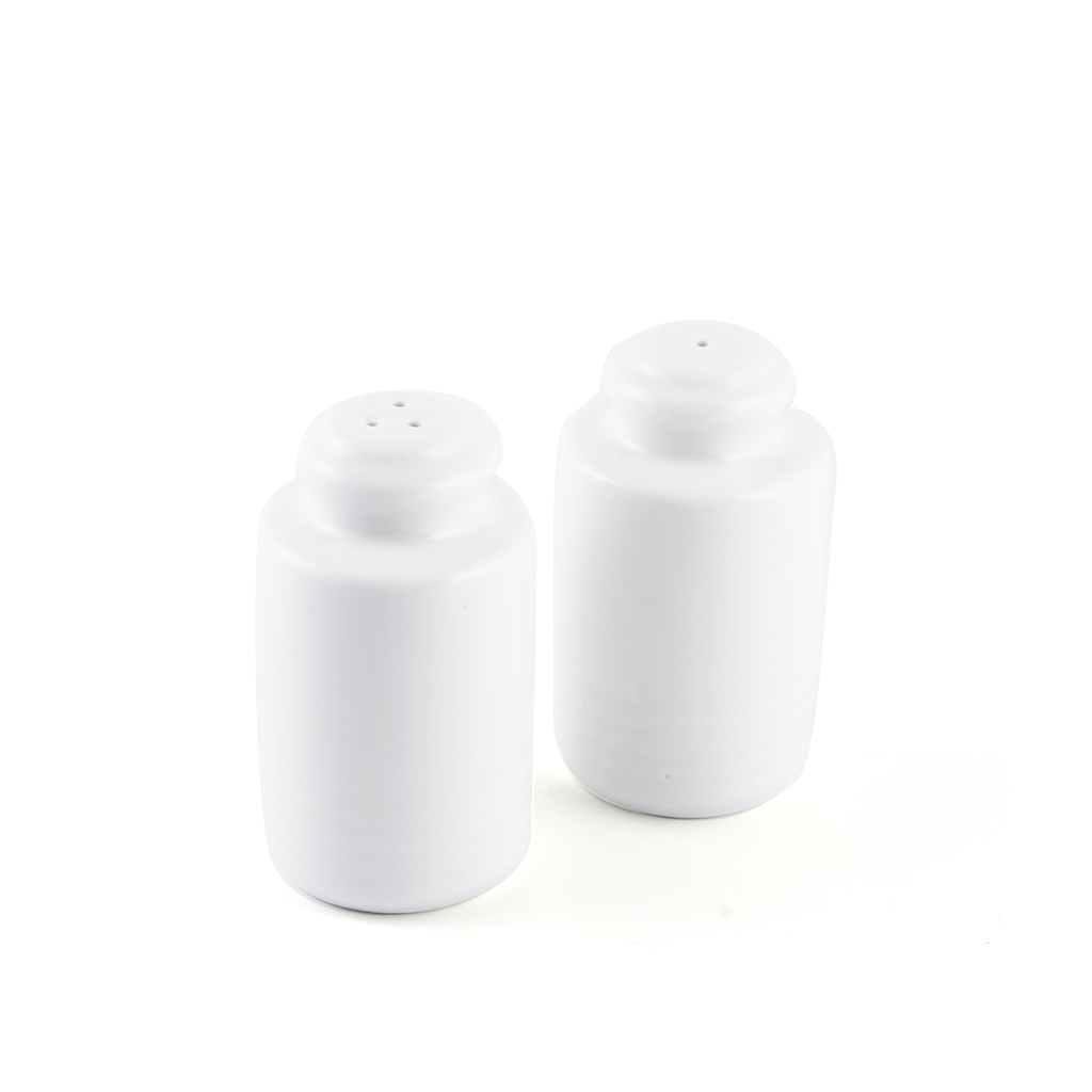 Porceletta Ivory Porcelain Salt & Pepper Set Cylinder