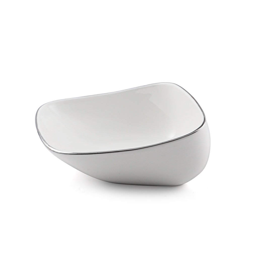 Porcelain Silver 16 cm Square Bowl