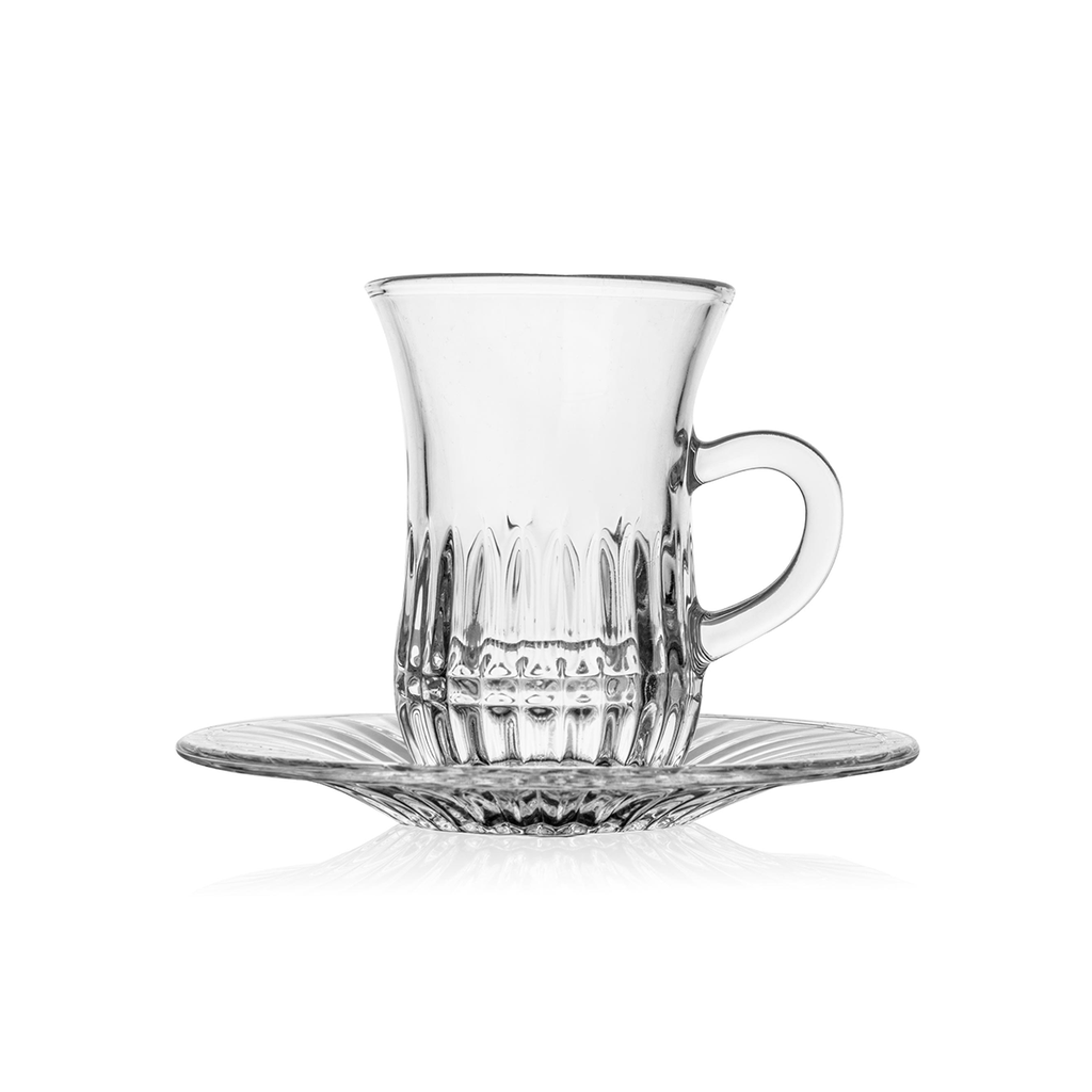 Vague Tea Glass Cups & Saucers Iceflow Set