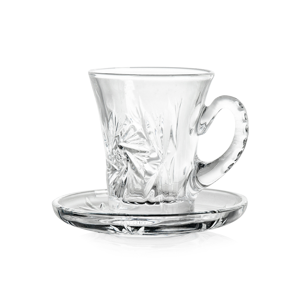 Vague Tea Glass Cups & Saucers Set 120 ml