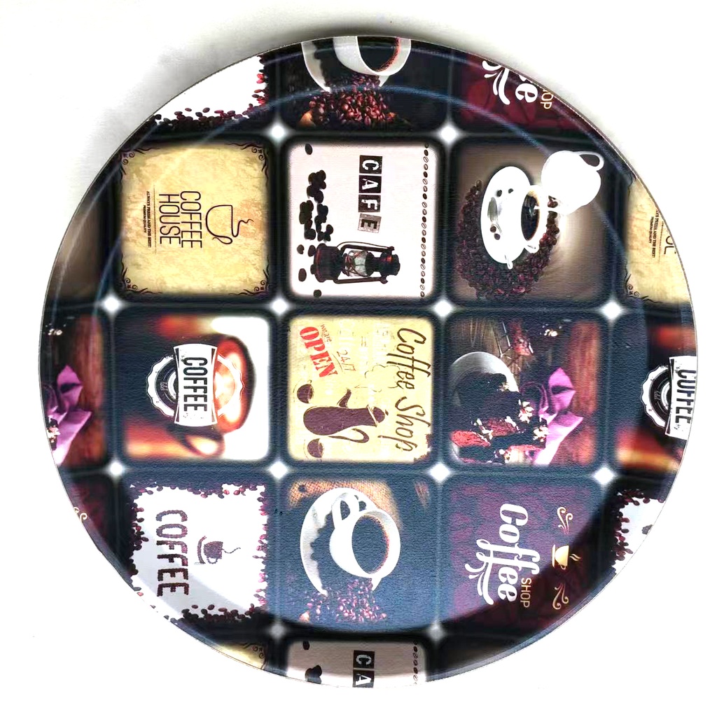 Black & Brown Round Tray 28 cm x 28 cm