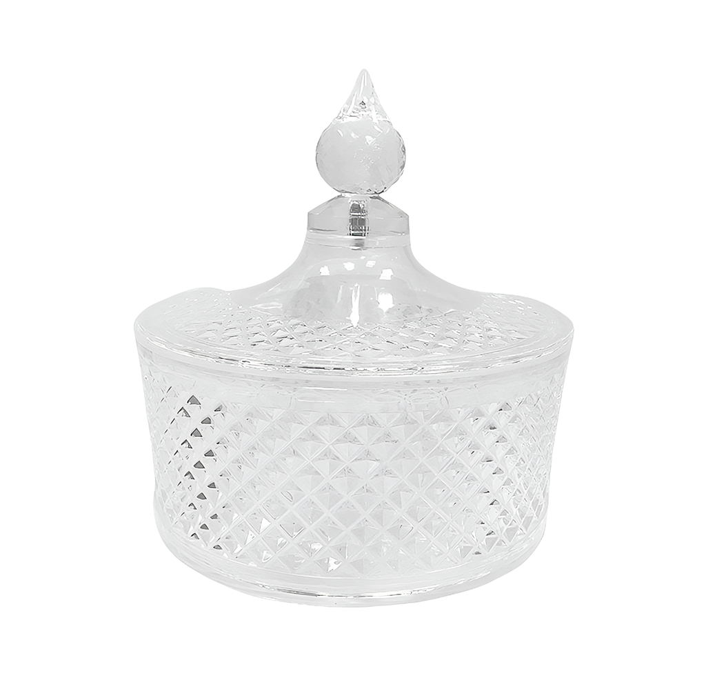 Round Plastic Diamond Candy Jar with cover 18 x 16.5 cm