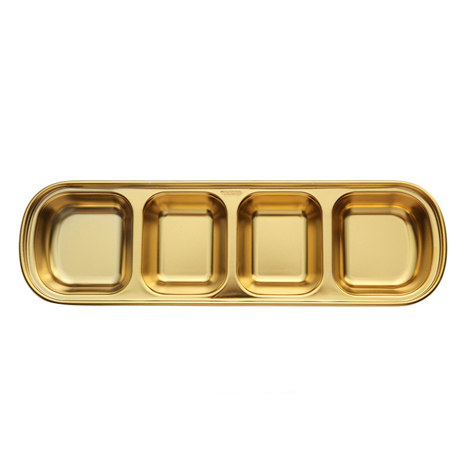 Korean Style Gold Plated Plate with 4 Compartments