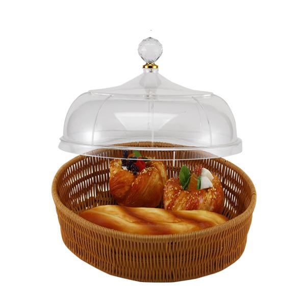Round Rattan PP Basket with Acrylic Cover