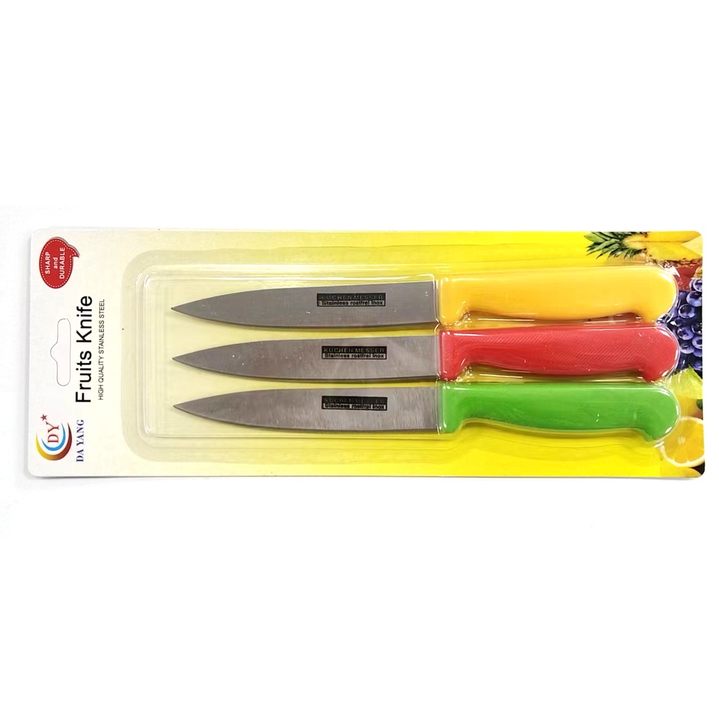 Stainless Steel 3 Pieces Fruit Knives Set Dot Color handle