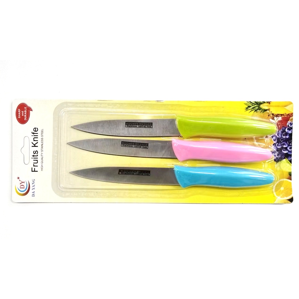 Stainless Steel 3 Pieces Pairing Knives Set Dot Color handle