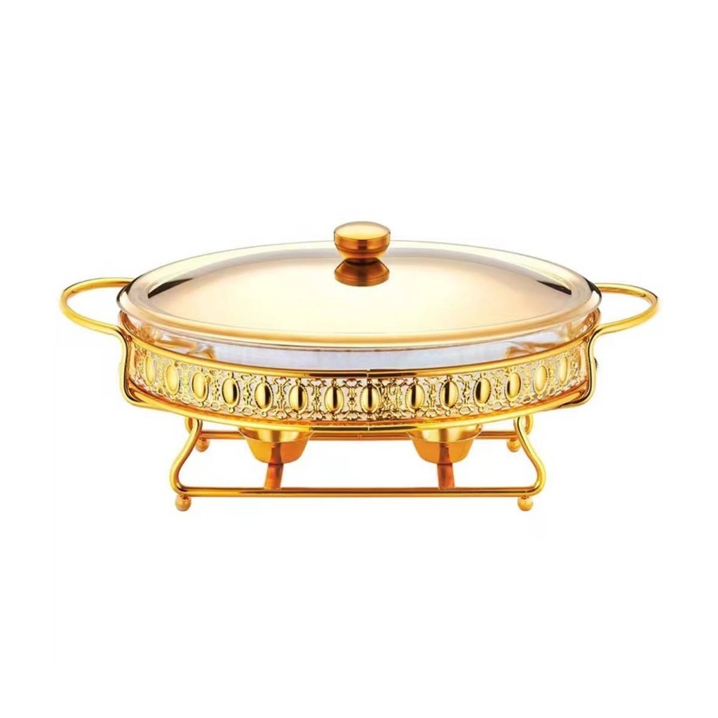 Stainless Steel Round Gold Food Warmer 3 Liter