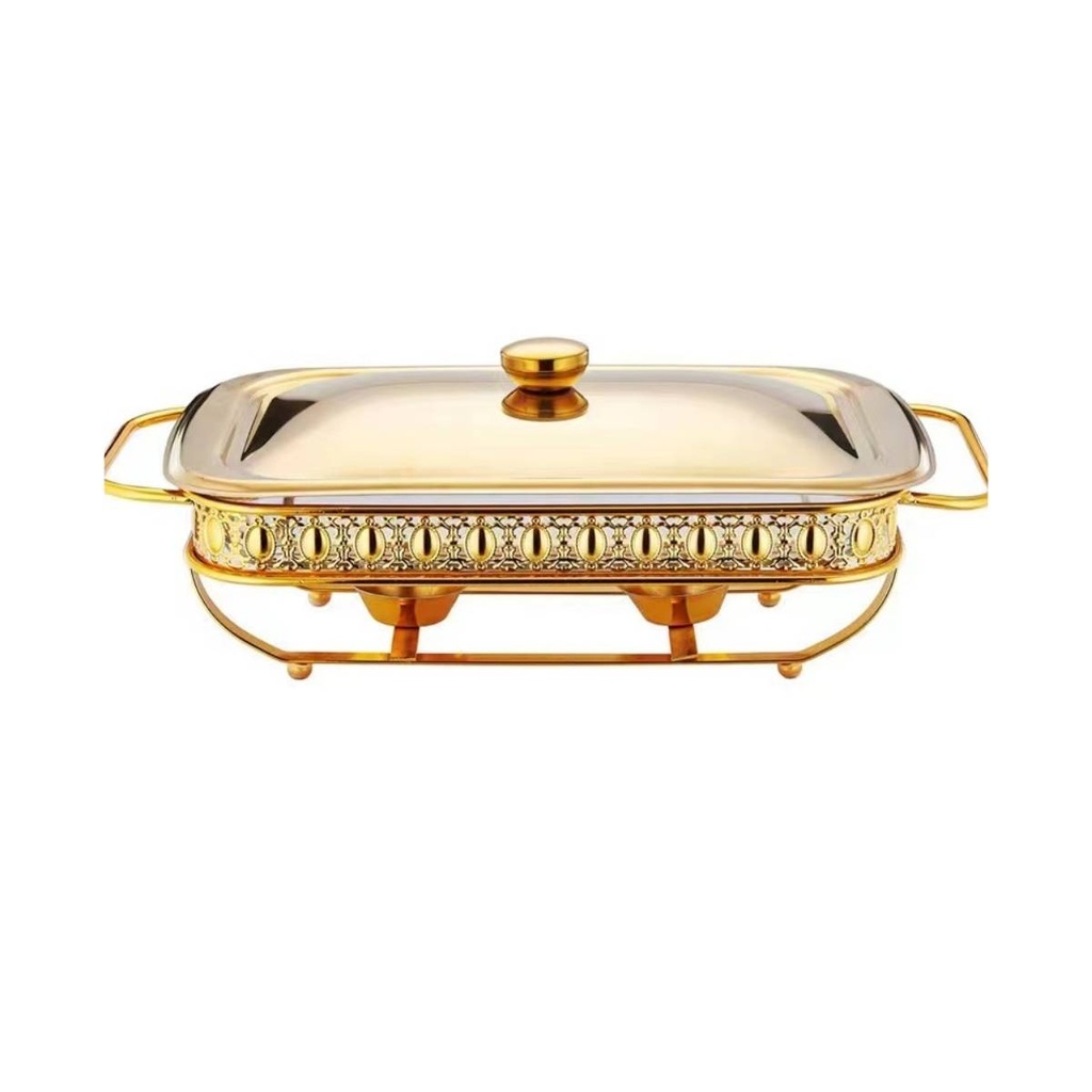 Stainless Steel Rectangular Golden Food Warmer 2 Liter