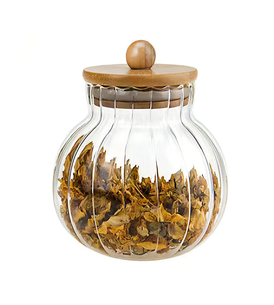 Transparent Glass Jar with Bamboo Lid 1.5 Liters