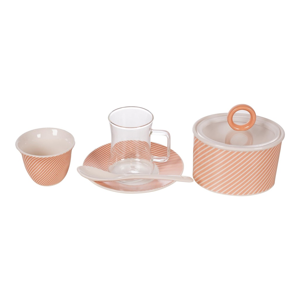 Decopor 26 Pieces Milk Pink Tea & Coffee Set