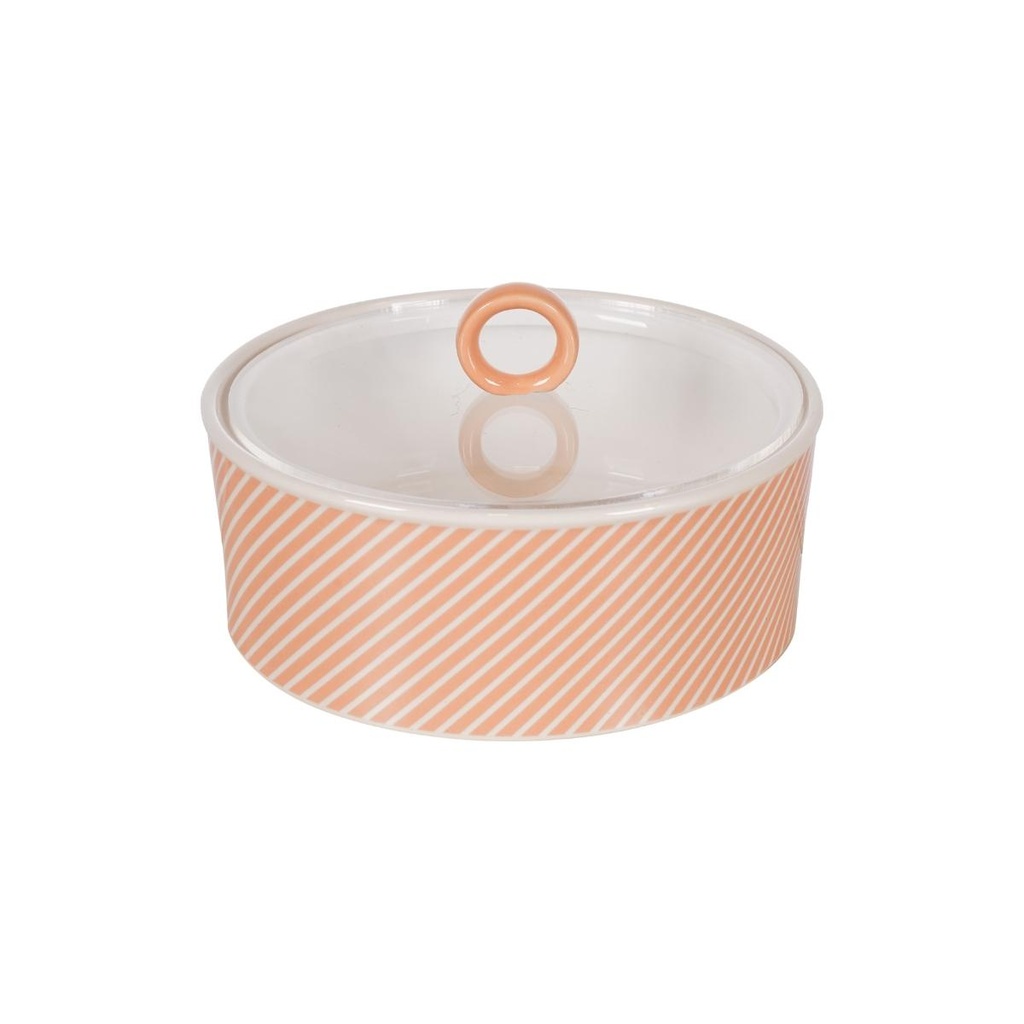 Decopor Milk Pink Dates Bowl with Acrylic Lid Set
