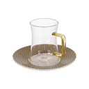 Decopor 12 Pieces Amber Tea Istikans & Saucers Set