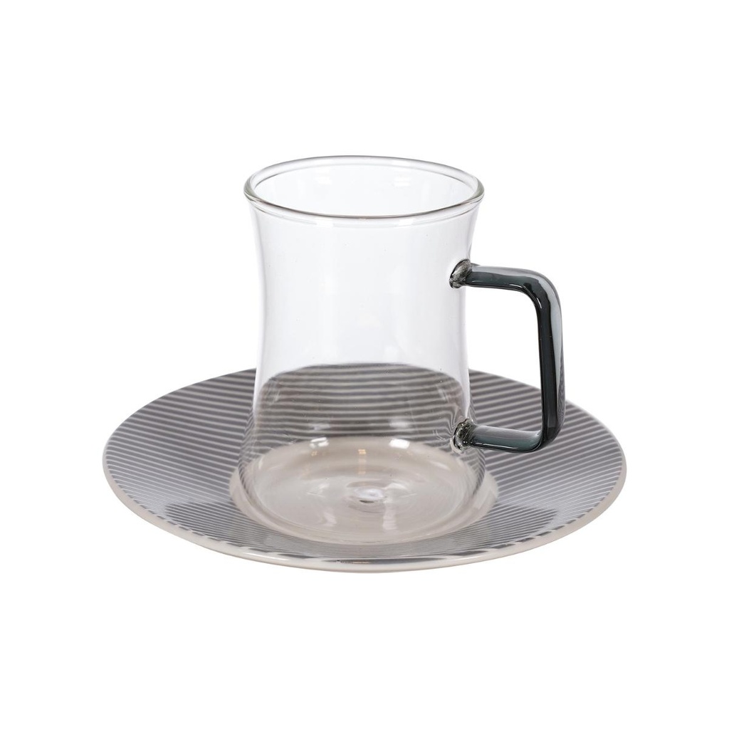 Decopor 12 Pieces Black Tea Istikans & Saucers Set