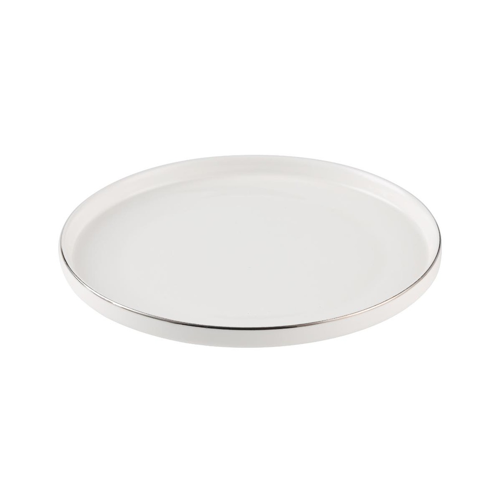 Decopor New Bone China 8.25" Dessert Plate With Silver Rim