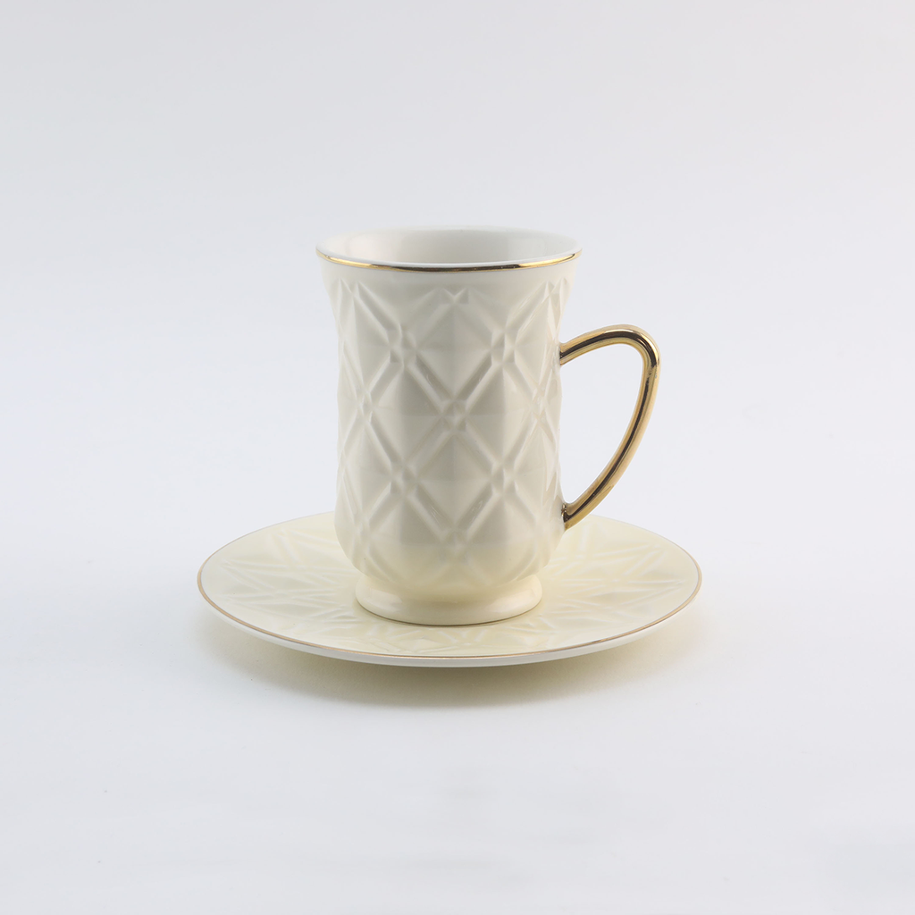 Decopor Creamy White 6/6 Tea cup and saucer 100 ml RS-1717