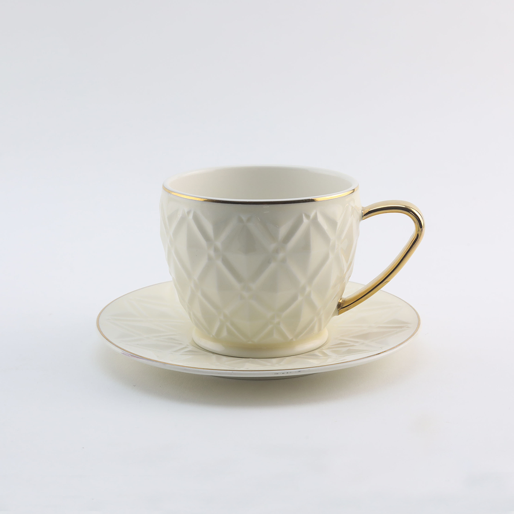 Decopor Creamy White 6/6 Milk cup and saucer 200 ml RS-1717