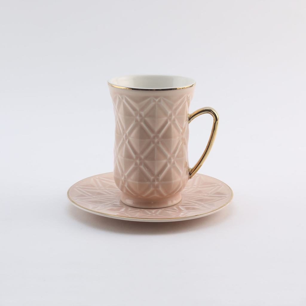 Decopor Peach Pink 6/6 Tea cup and saucer 100 ml RS-1717