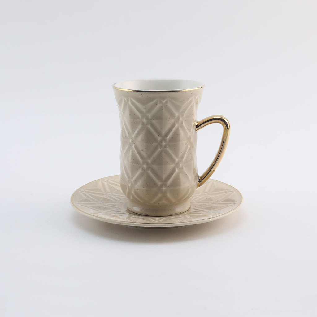 Decopor Dotted White 6/6 Tea cup and saucer 100 ml RS-1717