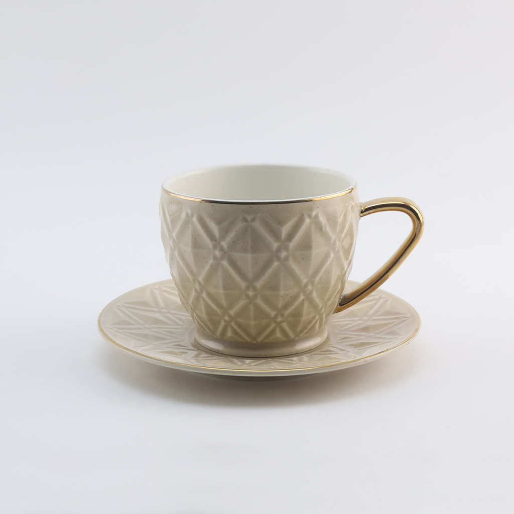 Decopor Dotted White 6/6 Milk cup and saucer 200 ml RS-1717