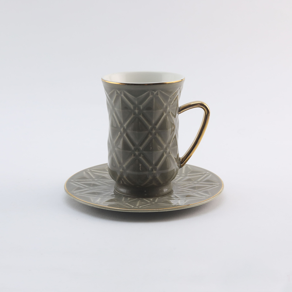 Decopor Dark Grey 6/6 Tea cup and saucer 100 ml RS-1717