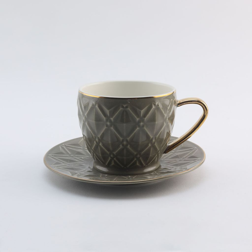 Decopor Dark Grey 6/6 Milk cup and saucer 200 ml RS-1717