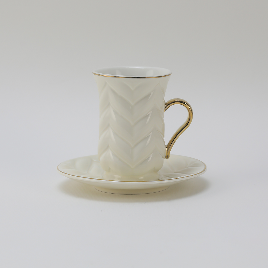 Decopor Creamy White 6/6 Tea cup and saucer 100 ml RS-1919