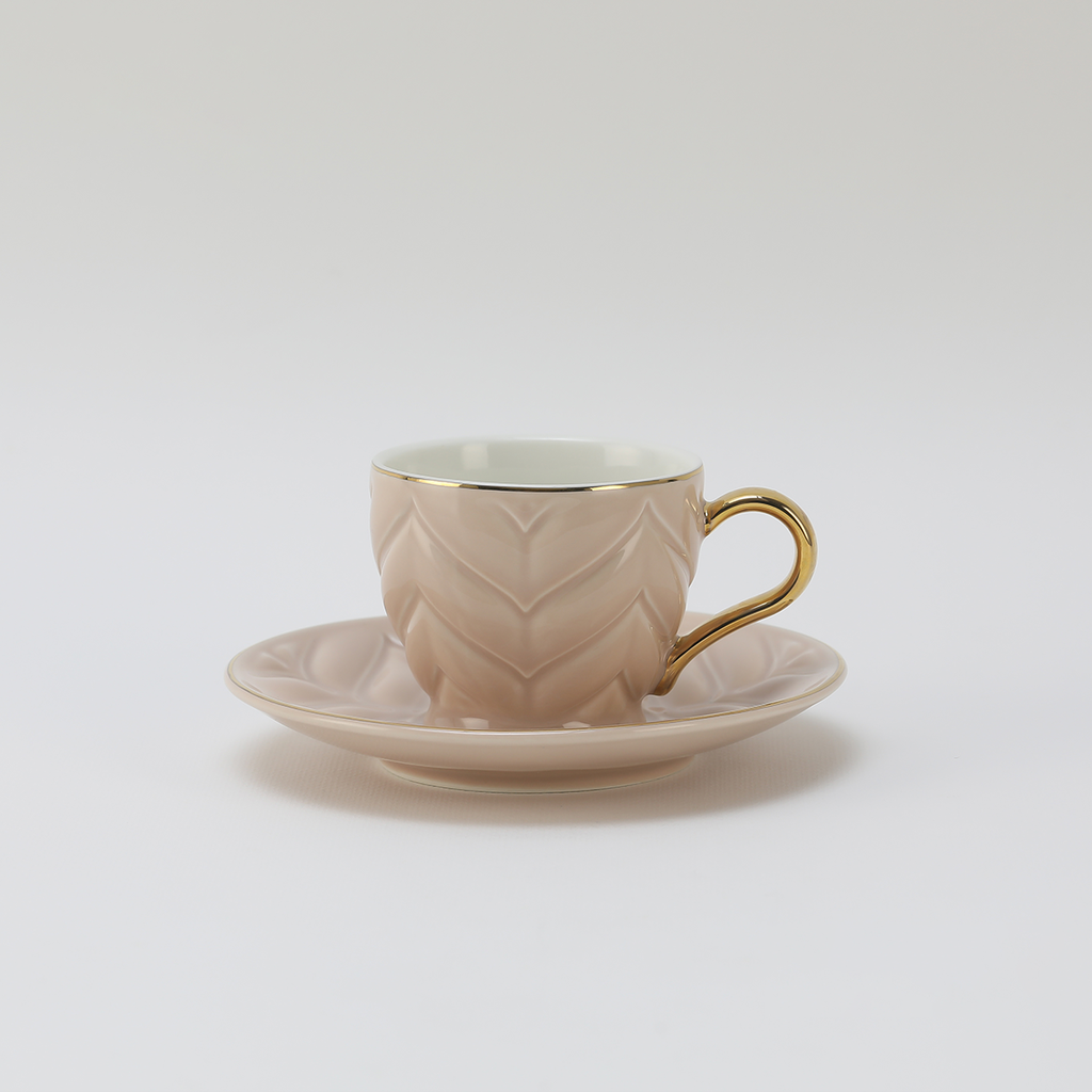 Decopor Peach Pink 6/6 coffee cup and saucer 75 ml RS-1919