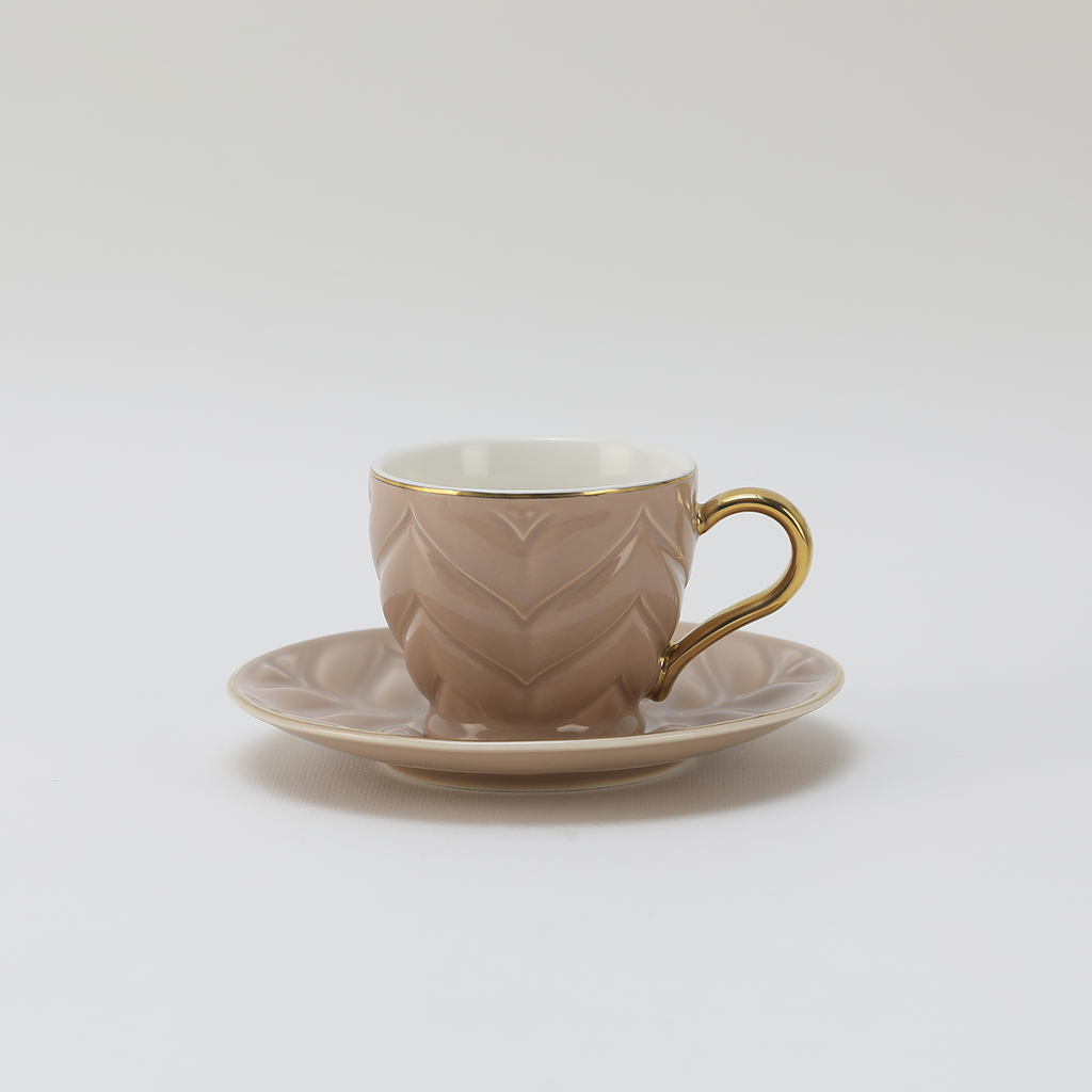 Decopor Light Brown 6/6 coffee cup and saucer 75 ml RS-1919
