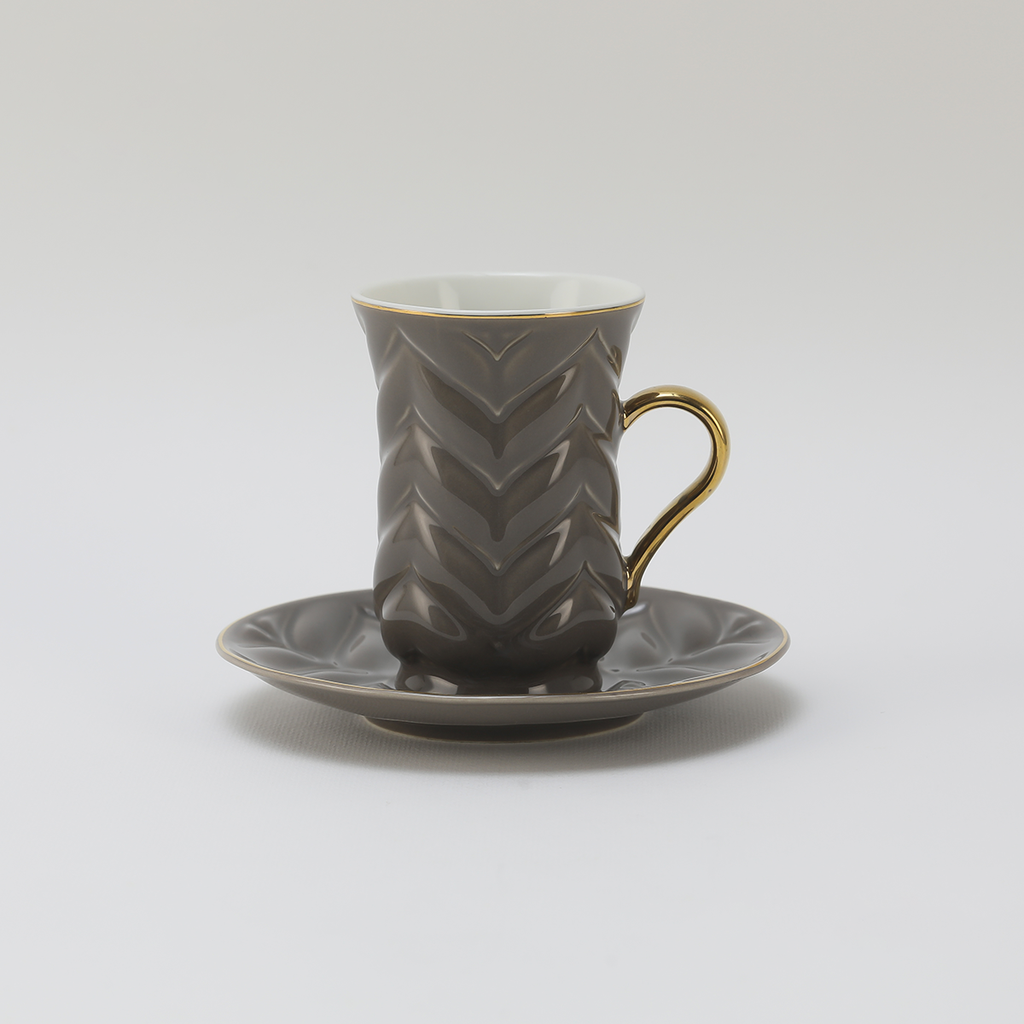 Decopor Smoky Grey 6/6 Tea cup and saucer 100 ml RS-1919