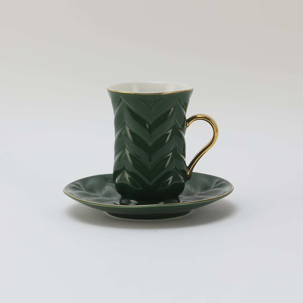 Decopor Dark Green 6/6 Tea cup and saucer 100 ml RS-1919