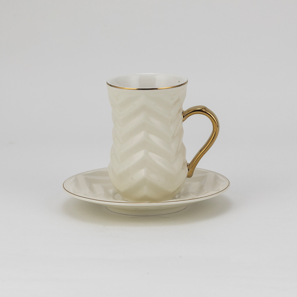 Decopor Creamy White 6/6 Tea cup and saucer 100 ml RS-2020
