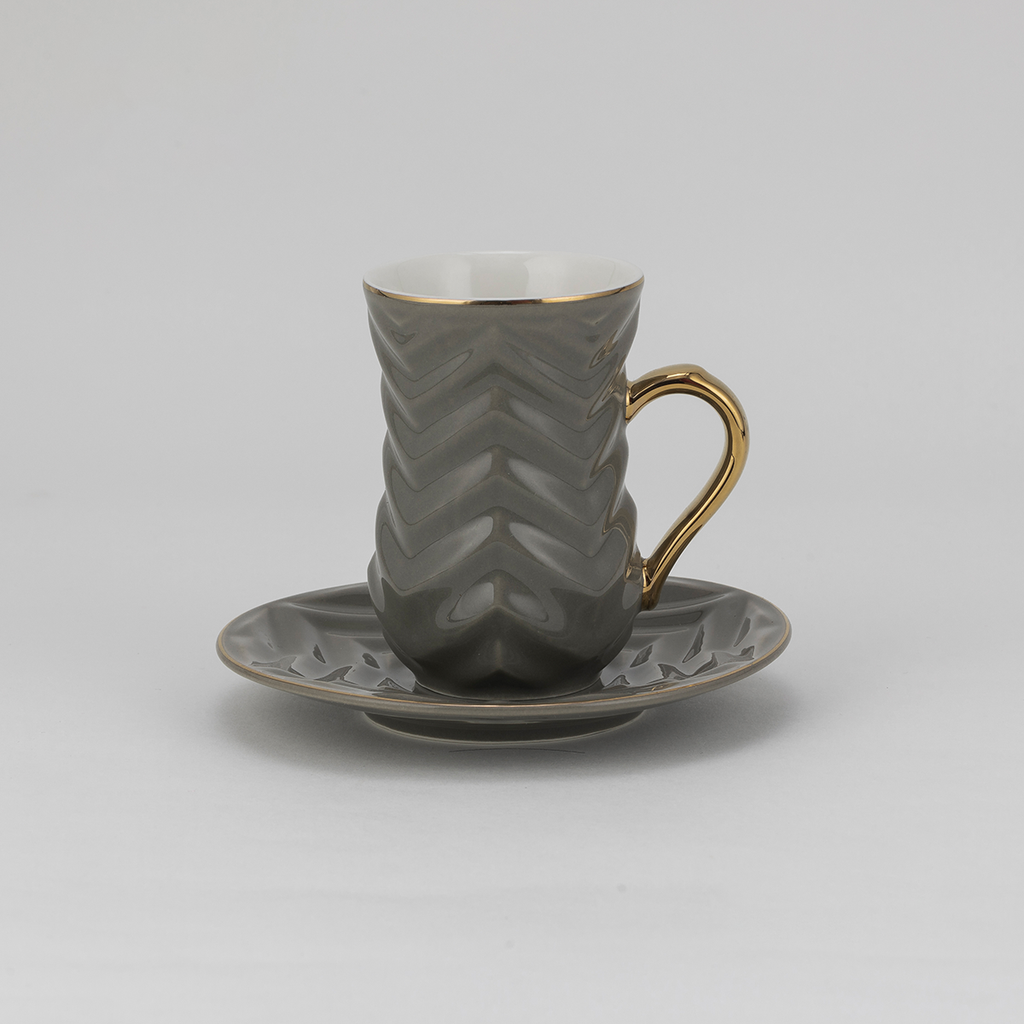 Decopor Dark Grey 6/6 Tea cup and saucer 100 ml RS-2020