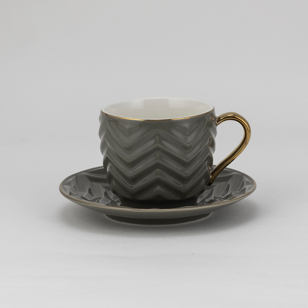 Decopor Dark Grey 6/6 Milk cup and saucer 200 ml RS-2020