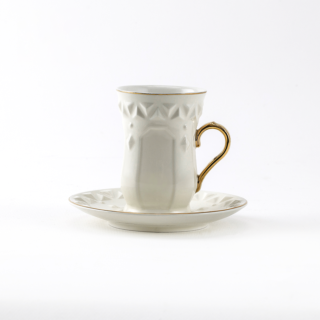 Decopor Creamy White 6/6 Tea cup and saucer 100 ml RS-2121