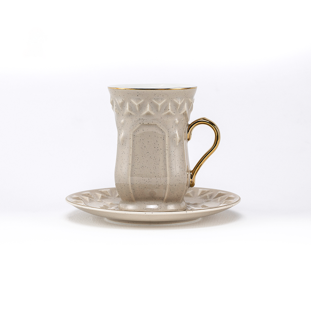 Decopor Dotted White 6/6 Tea cup and saucer 100 ml RS-2121