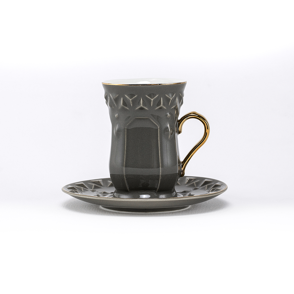 Decopor Dark Grey 6/6 Tea cup and saucer 100 ml RS-2121