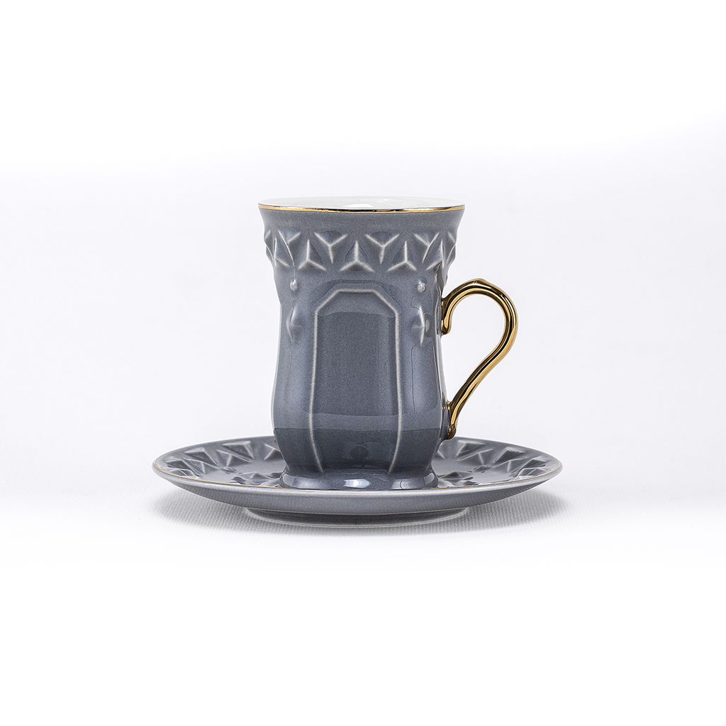 Decopor Cadet Grey 6/6 Tea cup and saucer 100 ml RS-2121