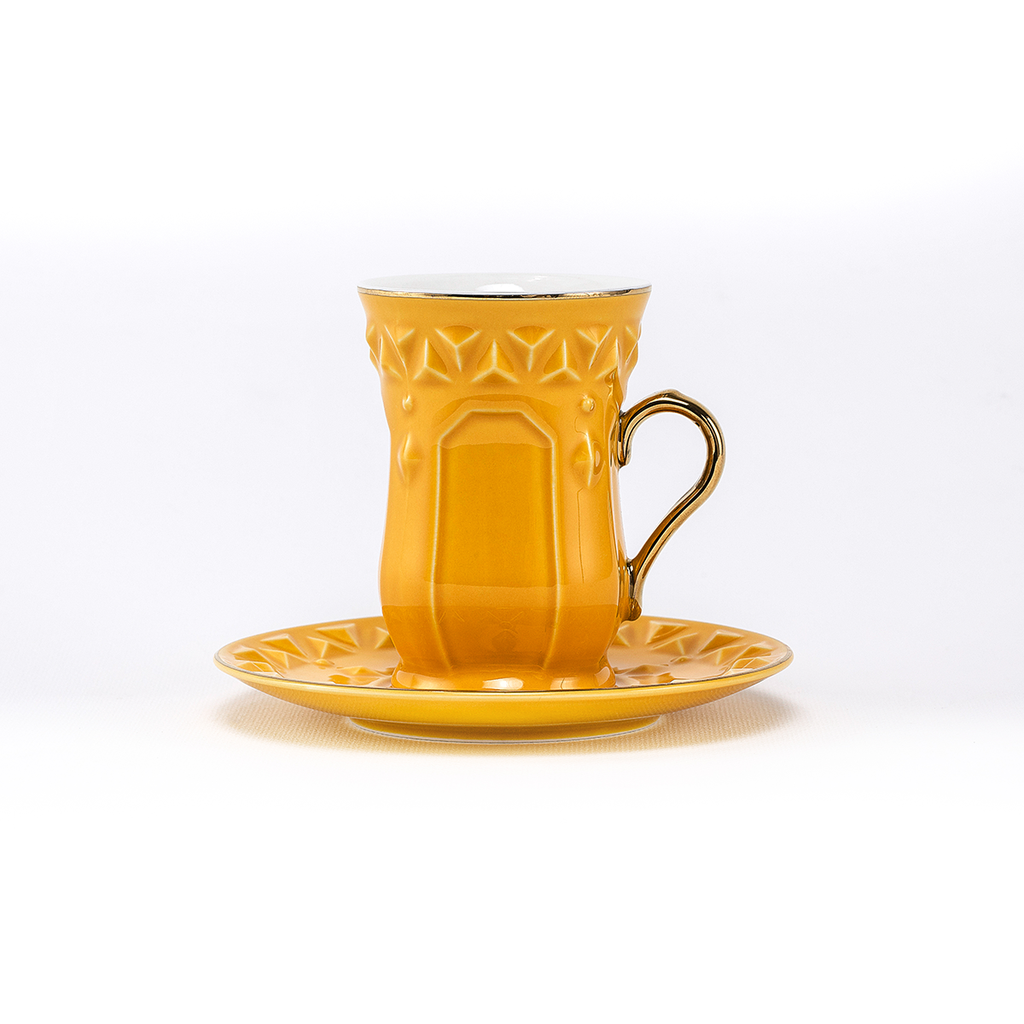 Decopor Turmeric Yellow 6/6 Tea cup and saucer 100 ml RS-2121