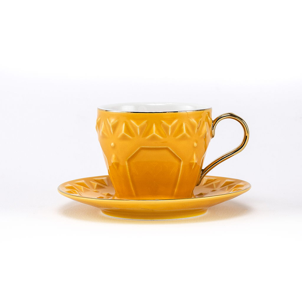 Decopor Turmeric Yellow 6/6 Milk cup and saucer 200 ml RS-2121