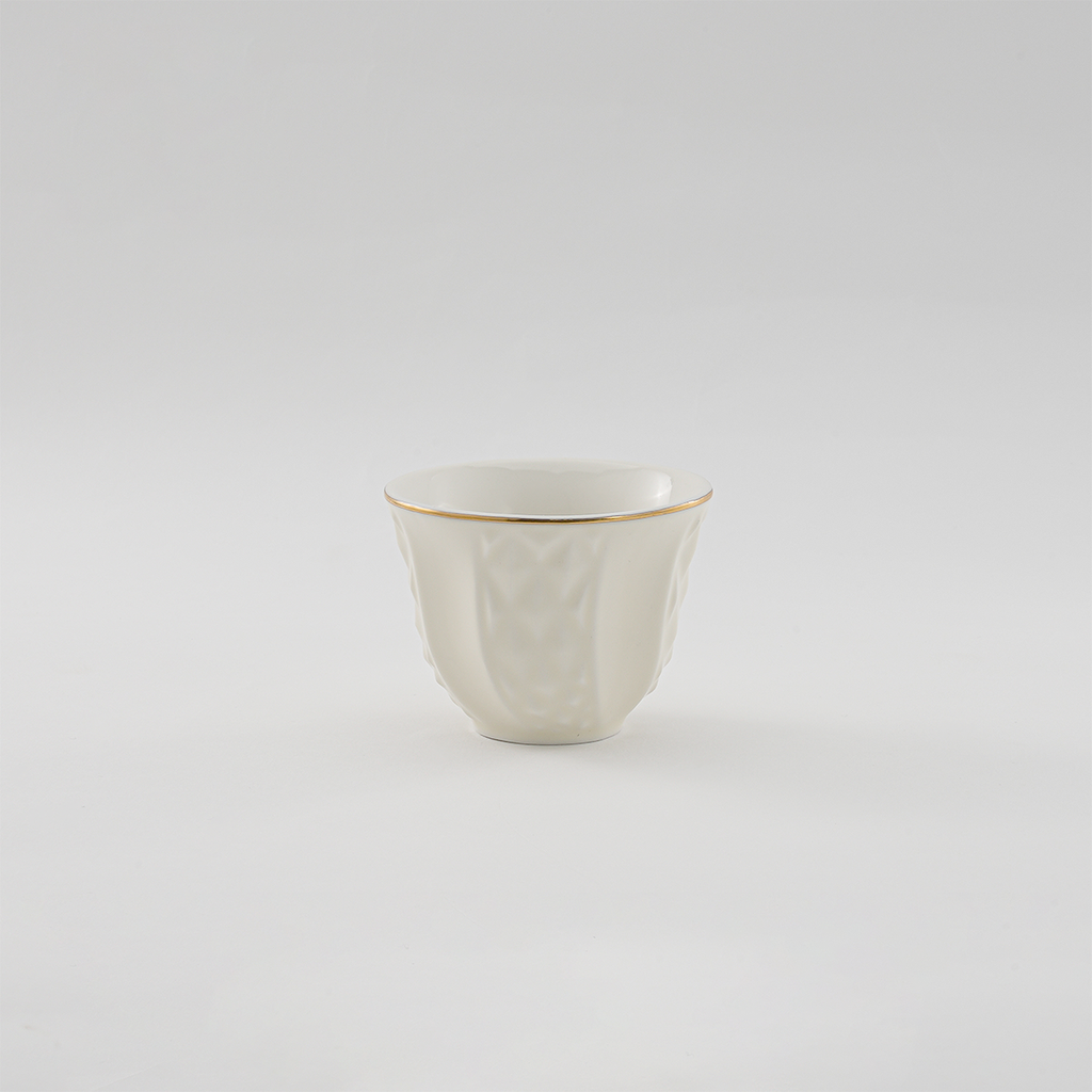 طقم أكواب قهوة ديكوبور بورسلين ١٢ قطعة لون أبيض كريمي ٥٠ مل RS-2424