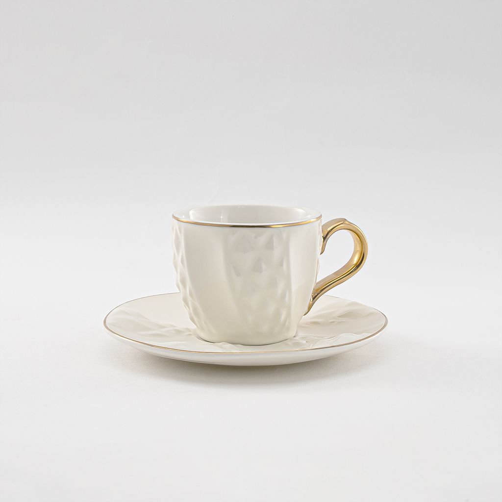 Decopor Porcelain coffee cup and saucer set 6+6 Creamy White 75 ml RS-2424