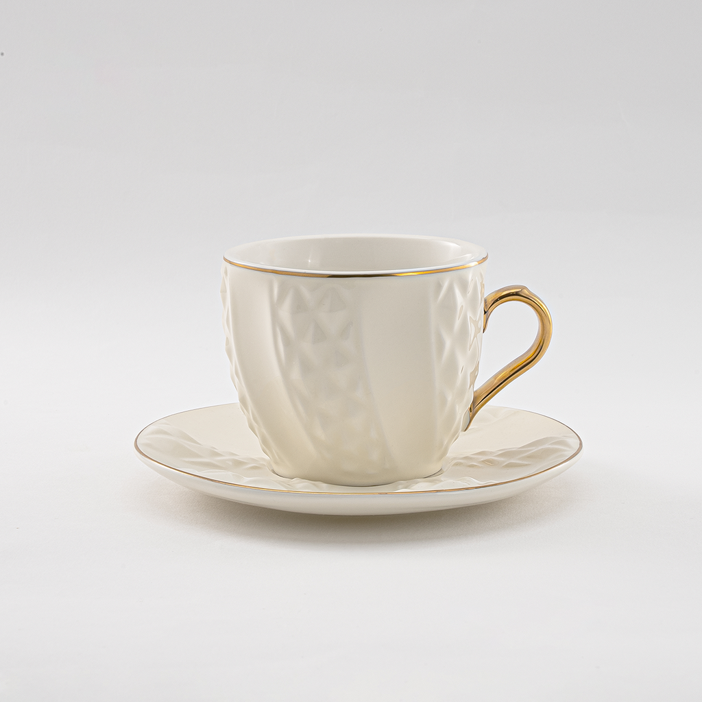 Decopor Porcelain Milk cup and saucer set 6+6 Creamy White 200 ml RS-2424