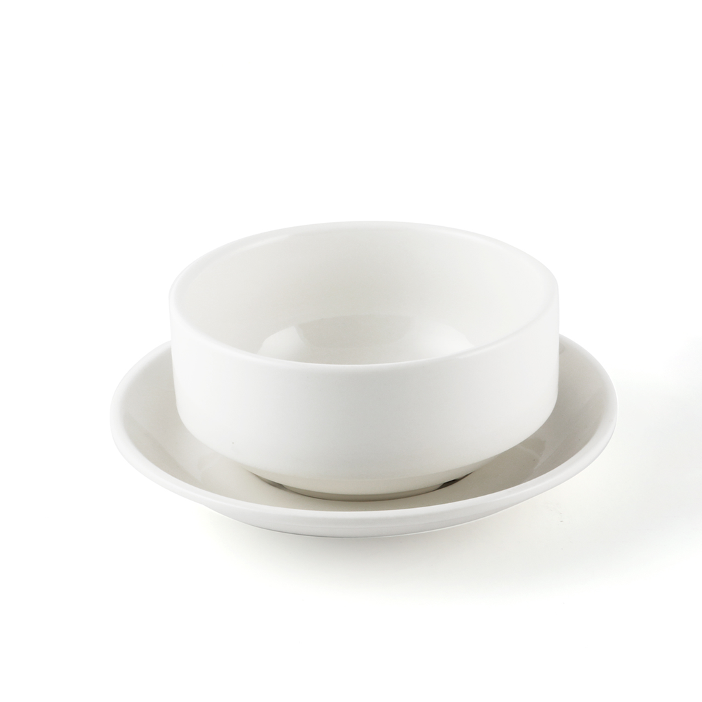 B2B Ivory Porcelain Soup Cup with Saucer 15 cm/ 6"