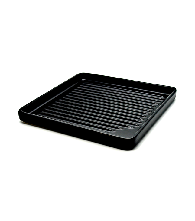 Che Brucia Porcelain Black Direct Fire Square BBQ Platter 24 cm