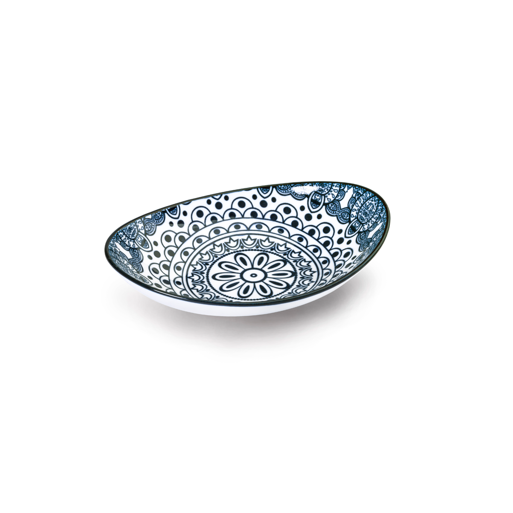 Che Brucia Arabesque Blue Porcelain Oval Bowl 15 cm / 6"