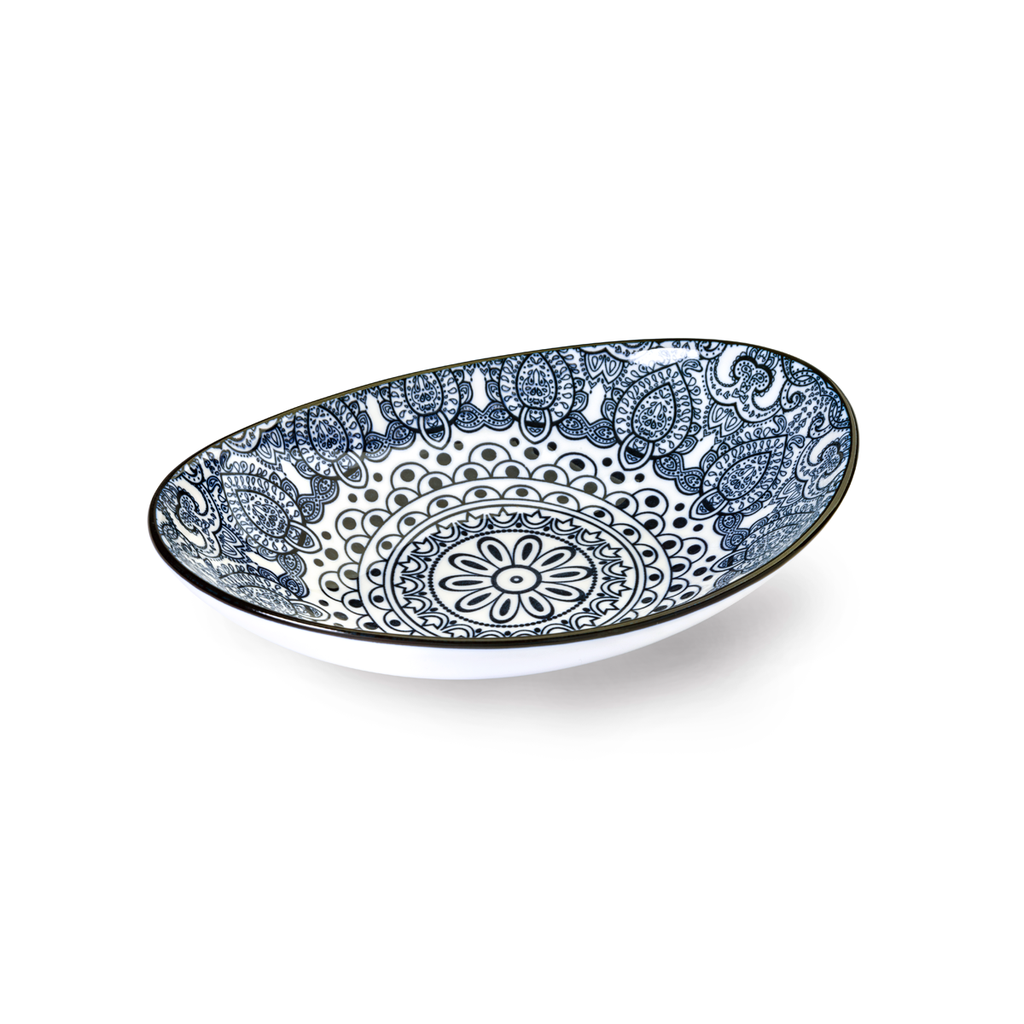 Che Brucia Arabesque Blue Porcelain Oval Bowl 20 cm / 8"