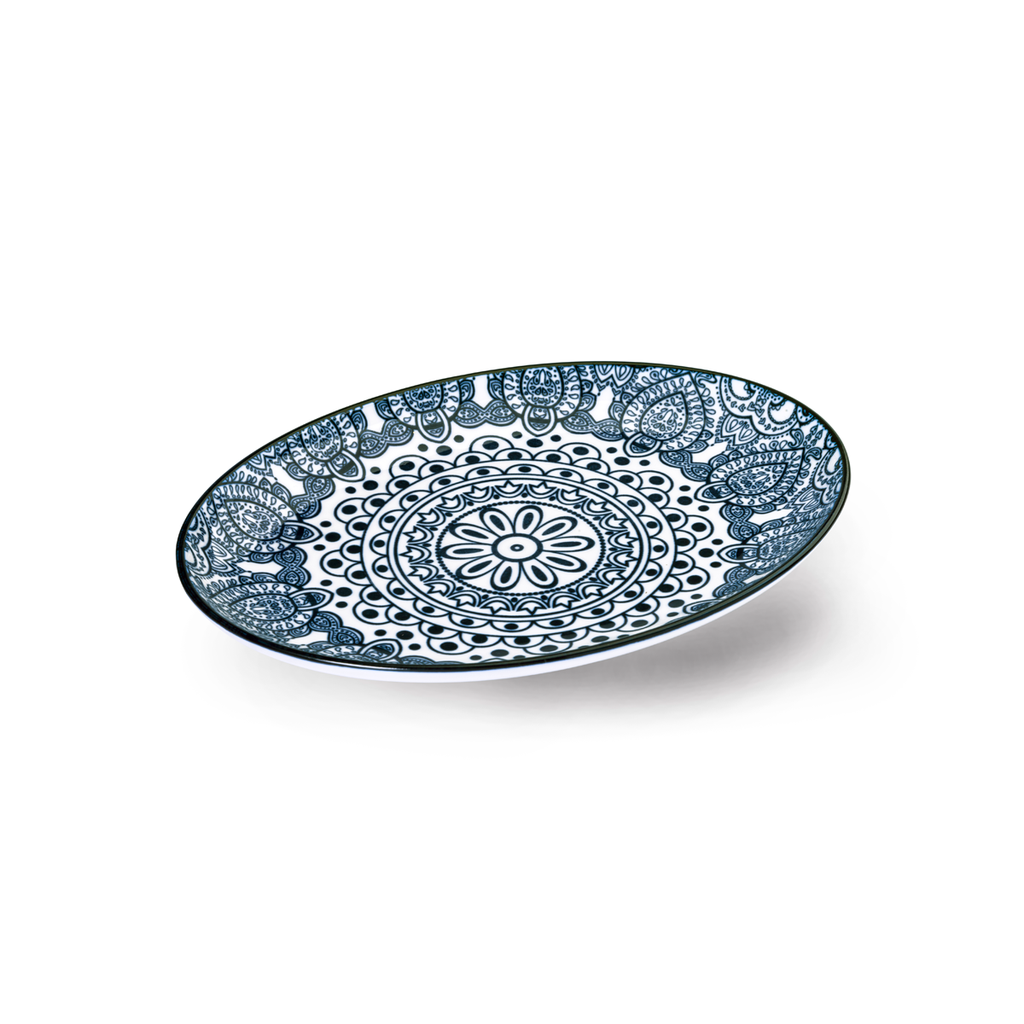 Che Brucia Arabesque Blue Porcelain Oval Plate 20 cm / 8"