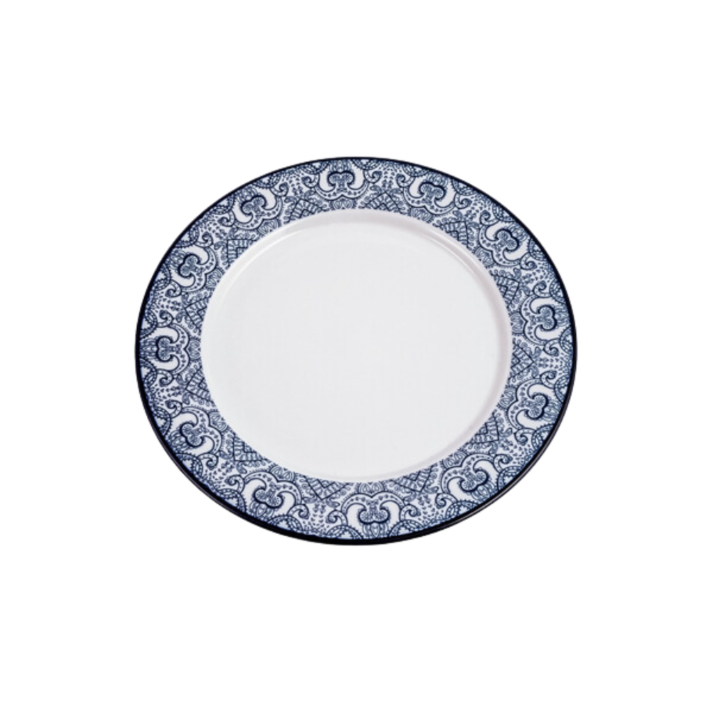 Che Brucia Arabesque Blue Porcelain Flat Plate 9"