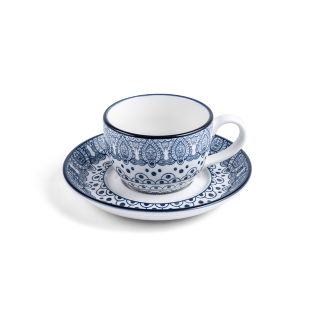 Che Brucia Arabesque Blue Porcelain Cup & Saucer 200 ml